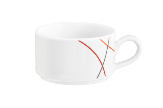 Weiße Kaffeetasse mit Linienmuster