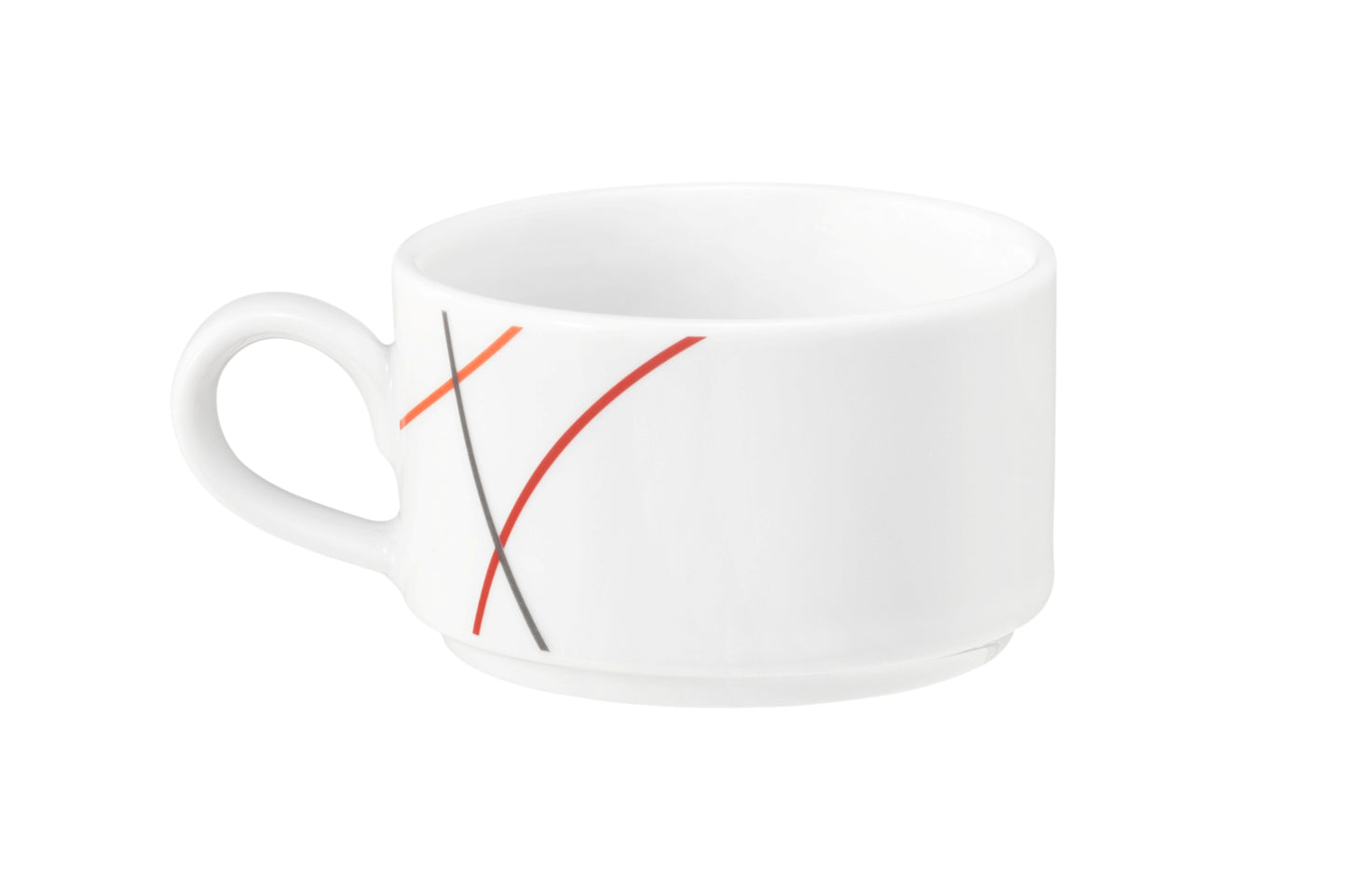Weiße Kaffeetasse mit Linienmuster