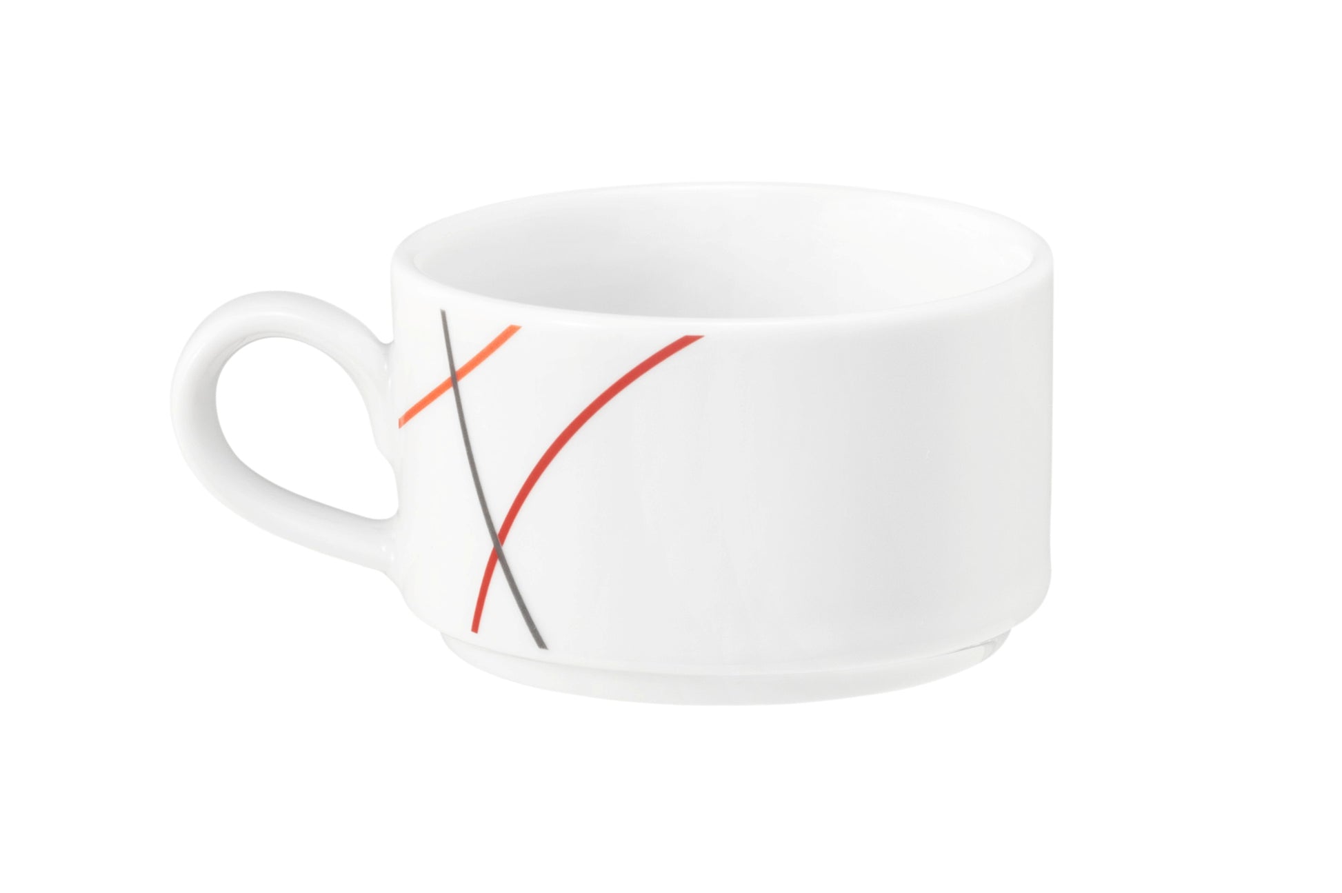 Weiße Kaffeetasse mit Linienmuster