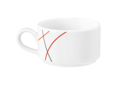Weiße Kaffeetasse mit Linienmuster