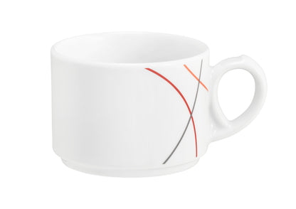 Weiße Tasse mit rotem Logo