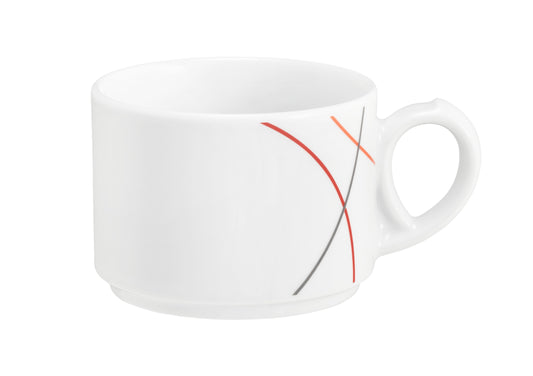 Weiße Tasse mit rotem Logo