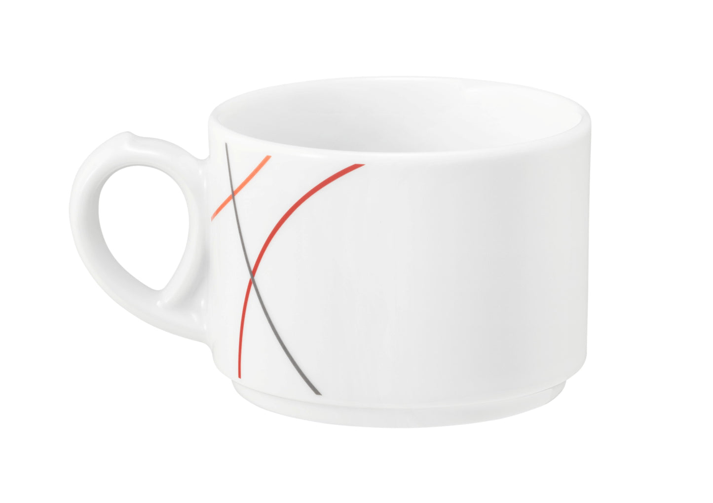 Weiße Tasse mit rotem Logo