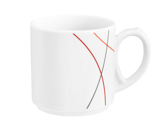 Weiße Tasse mit Linienmuster
