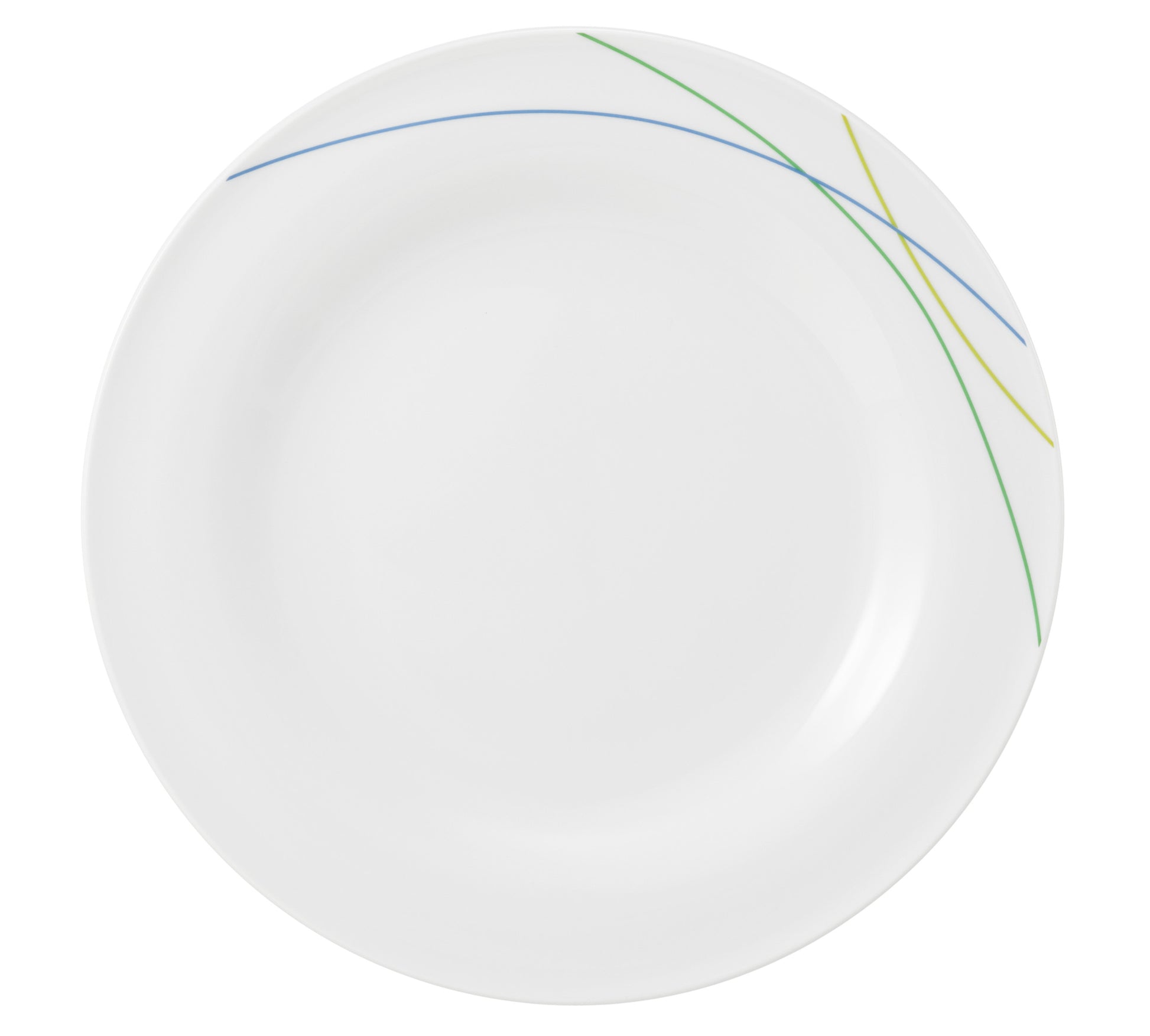 Weißer Teller mit farbigen Linien
