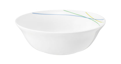 Weiße Schüssel mit bunten Linien