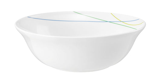 Weiße Schüssel mit bunten Linien