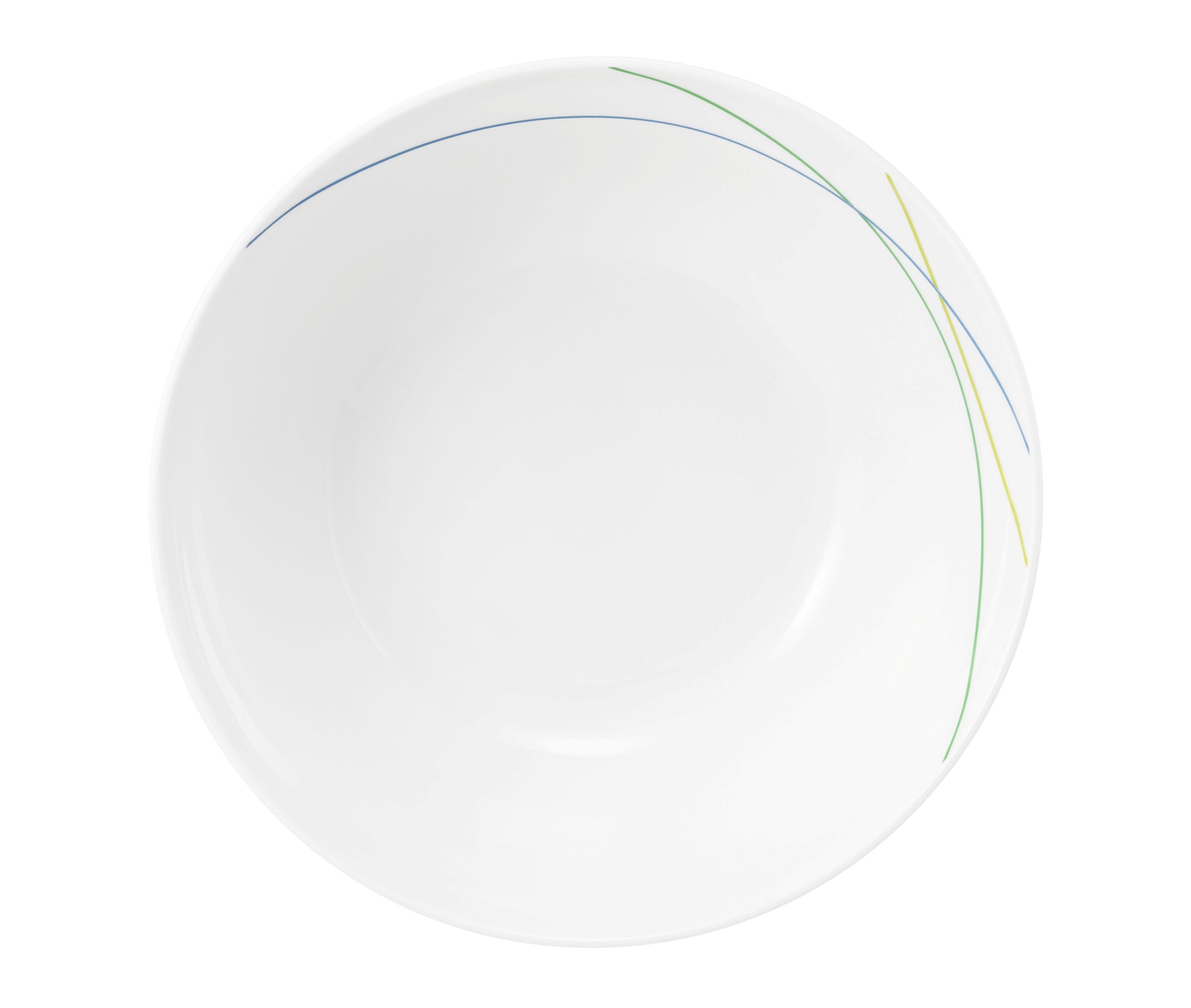 Weiße Schüssel mit bunten Linien