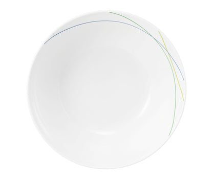 Weiße Schüssel mit bunten Linien