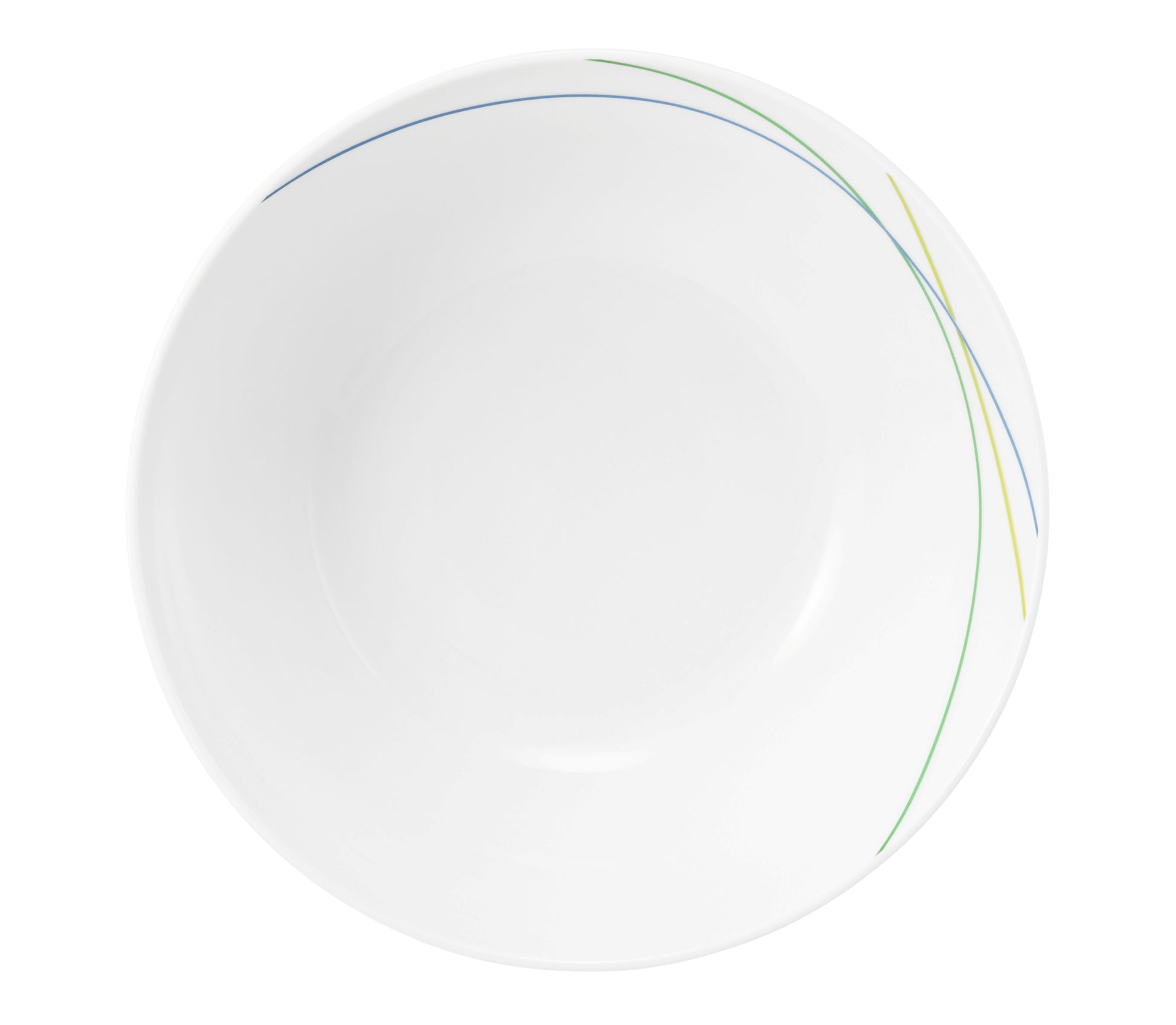 Weiße Porzellanschale mit Zierlinien