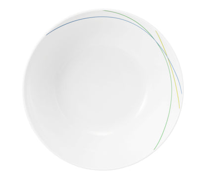 Weiße Porzellanschale mit Zierlinien