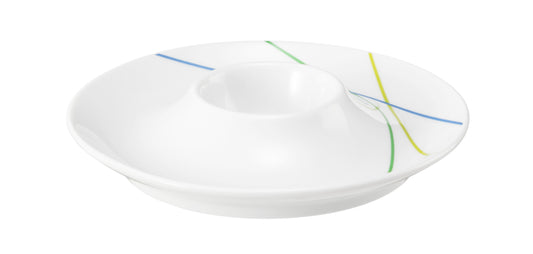 Weiße Schale mit bunten Linien