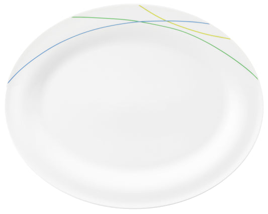 Weißer Teller mit farbigen Linien