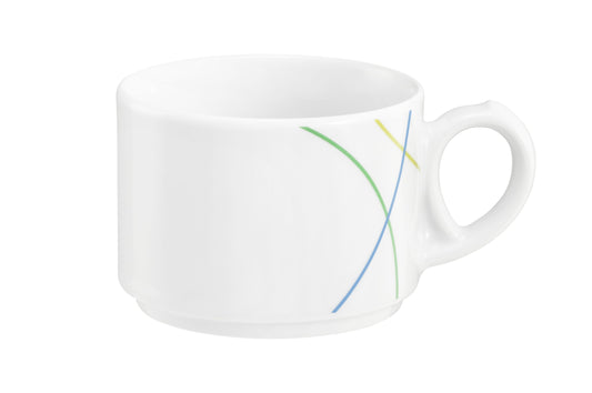 Weiße Tasse mit bunten Linien