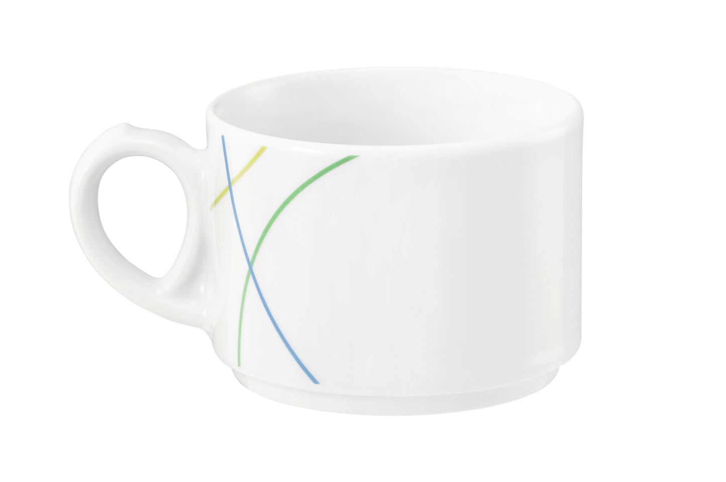 Weiße Tasse mit bunten Linien
