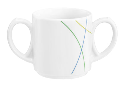 Weiße Tasse mit bunten Linien