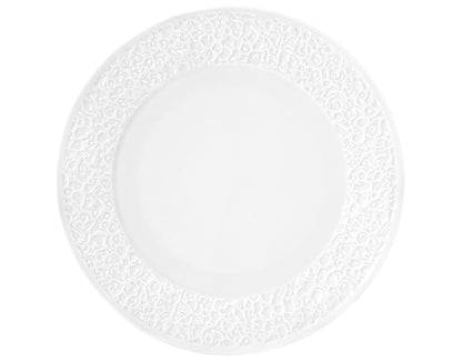 Weißer, leerer Porzellanteller, strukturiert