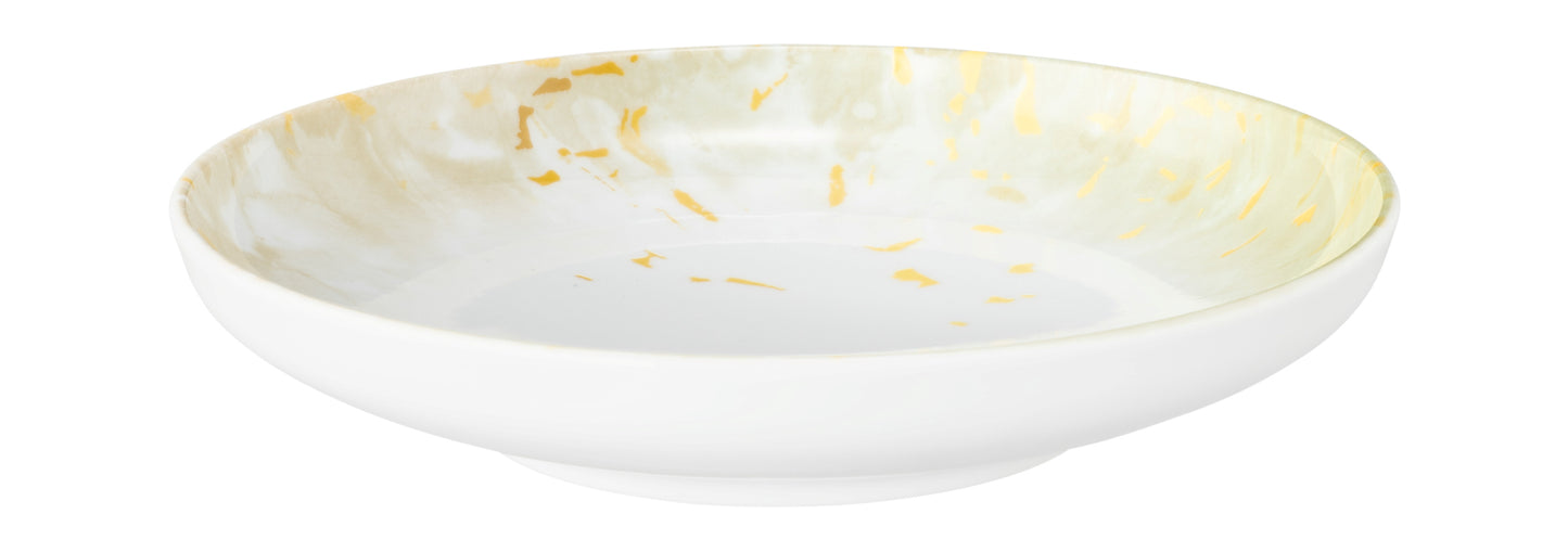 Weiße Schale mit goldenen Akzenten