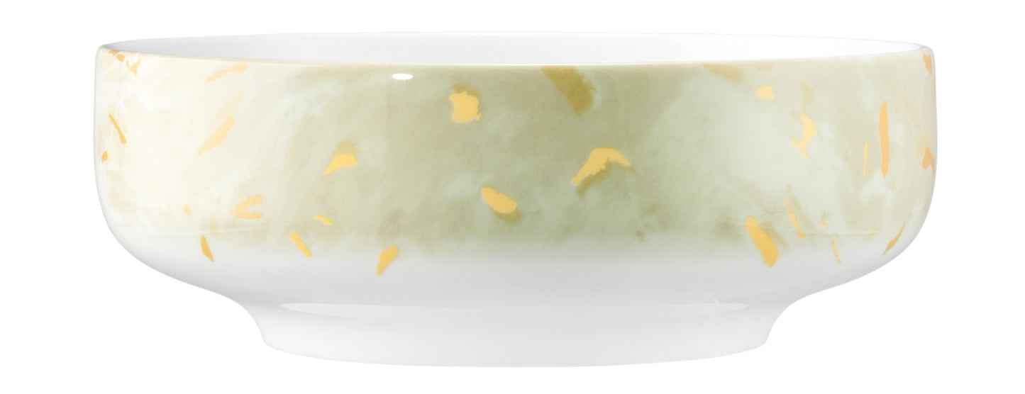 Weiße Keramikschale mit Goldspritzern