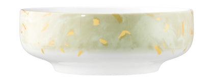 Weiße Keramikschale mit Goldspritzern