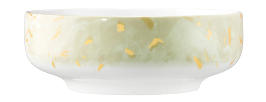 Weiße Keramikschale mit Goldspritzern