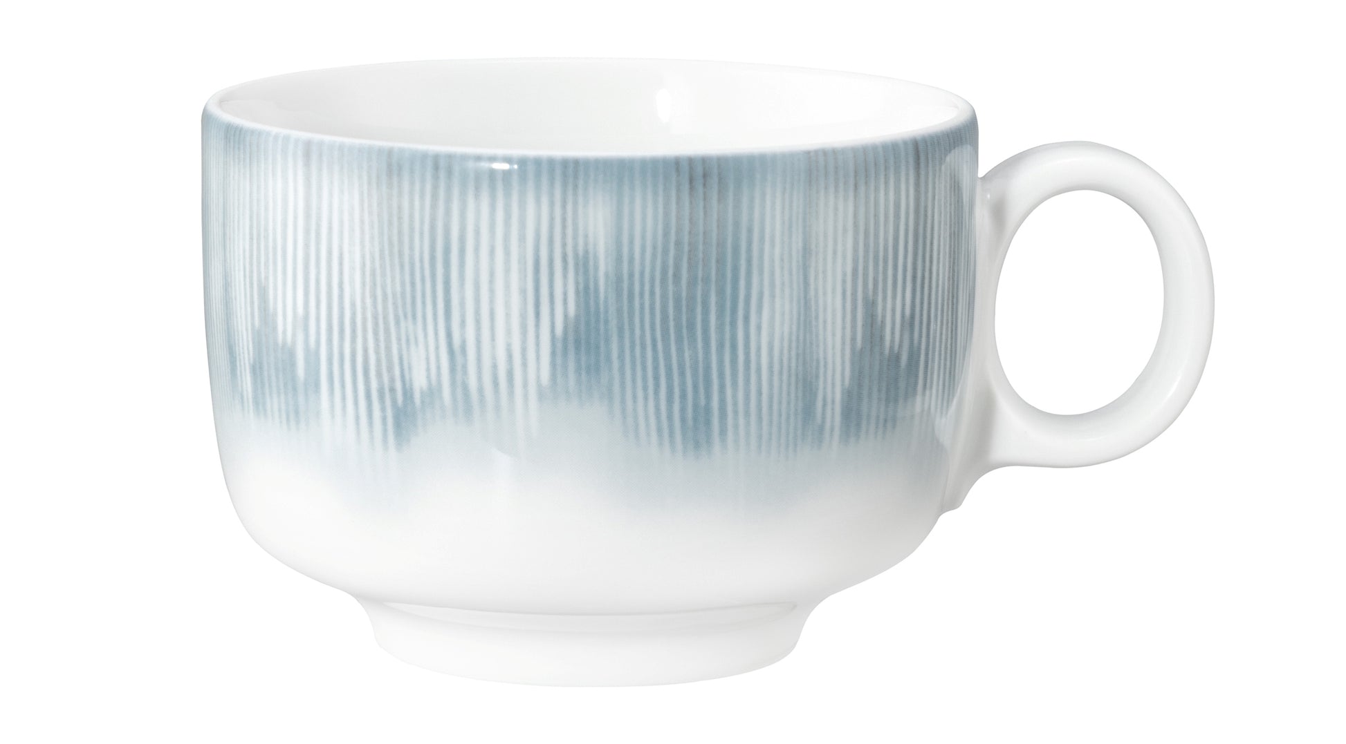 Weiße Kaffeetasse mit blauen Streifen