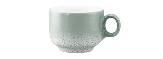 Grüne Keramiktasse mit Sprenkeln