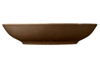 Braune Schale aus Keramik, leer.