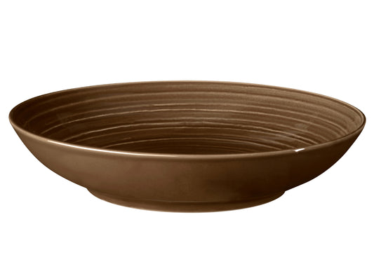Braune Schale aus Keramik, leer.