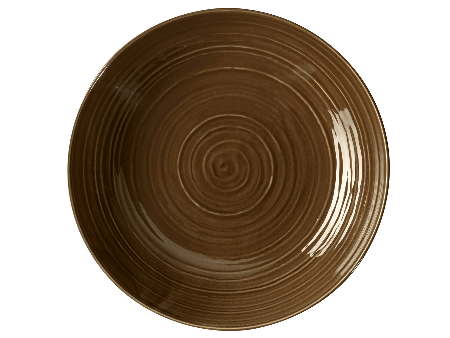 Braune Schale aus Keramik, leer.