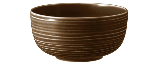 Braune Keramikschale mit Rillen
