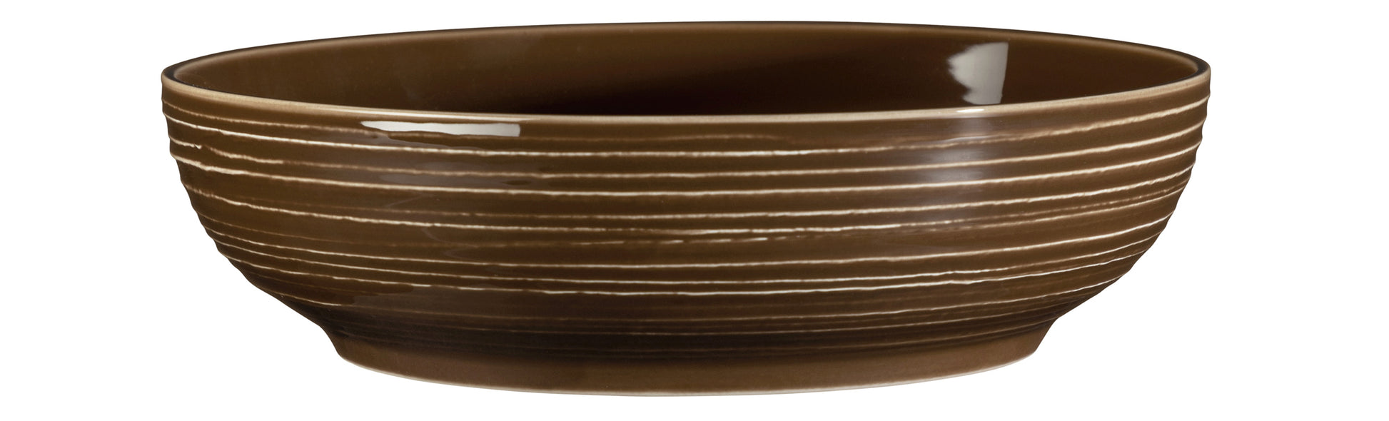 Braune Schale mit Streifenmuster