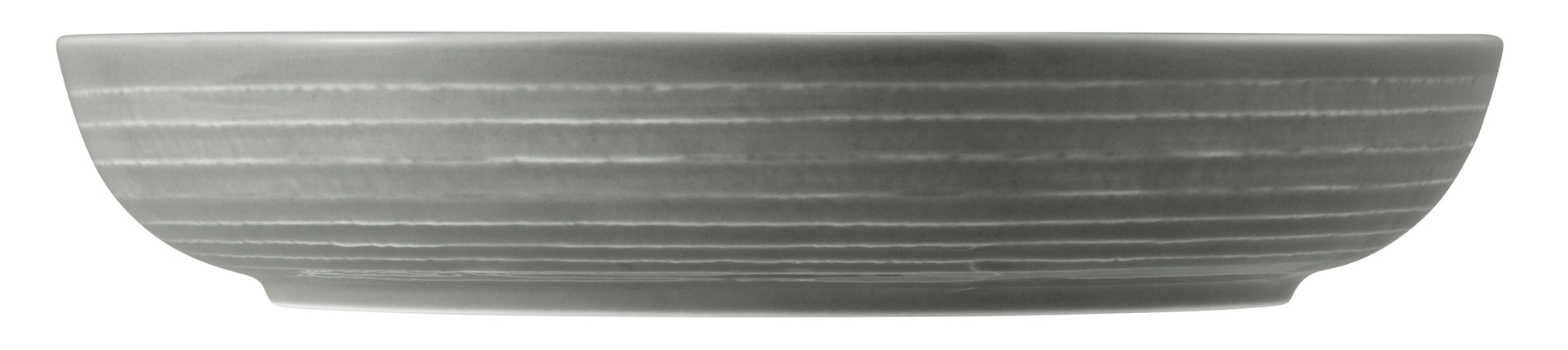 Graue Schale aus Keramik, leer.