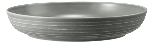 Graue Schale aus Keramik, leer.