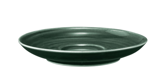 Grüner, leerer Keramikteller, Gastronomie.