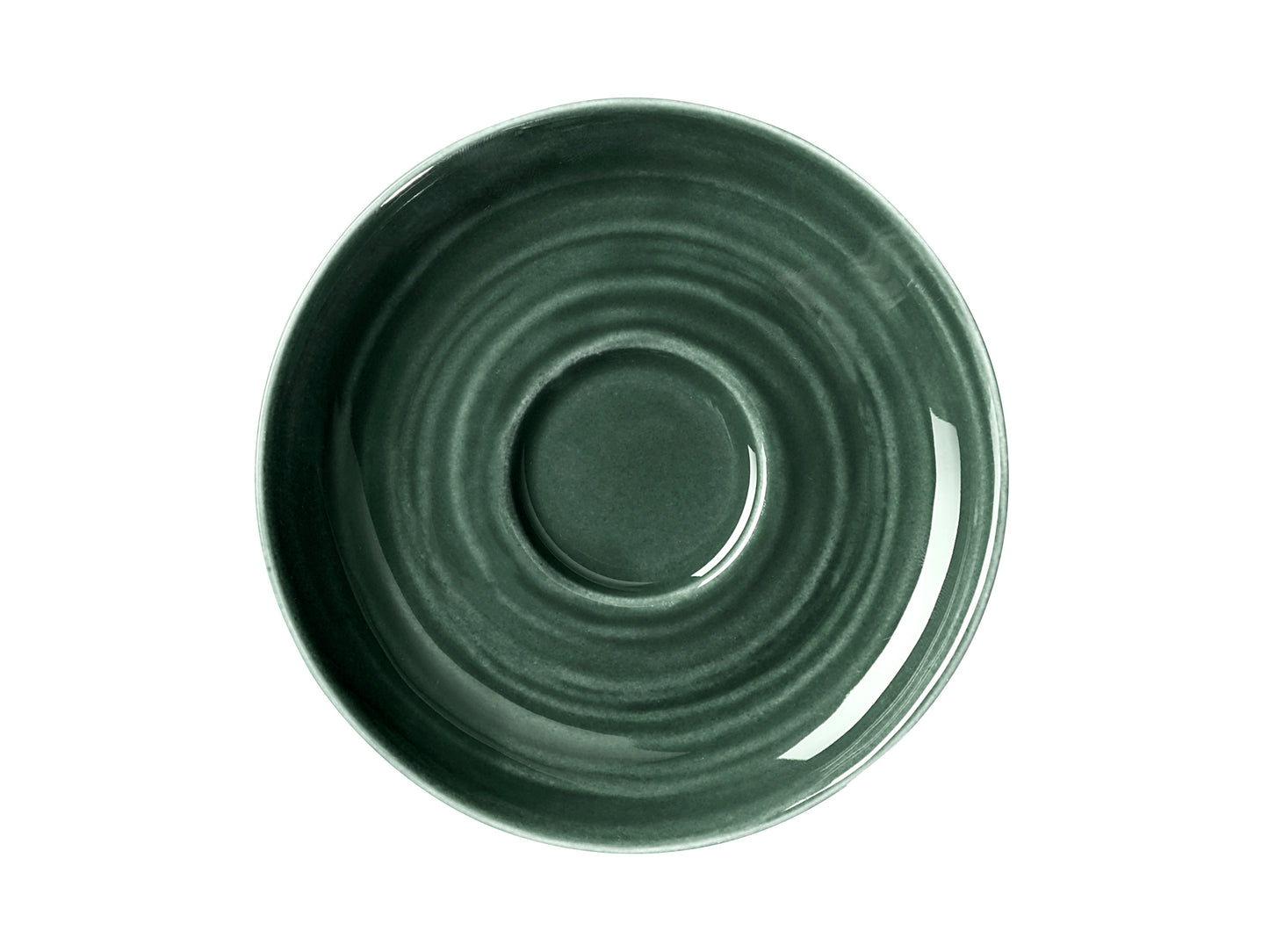 Grüner, leerer Keramikteller, Gastronomie.