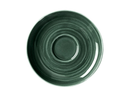 Grüner, leerer Keramikteller, Gastronomie.