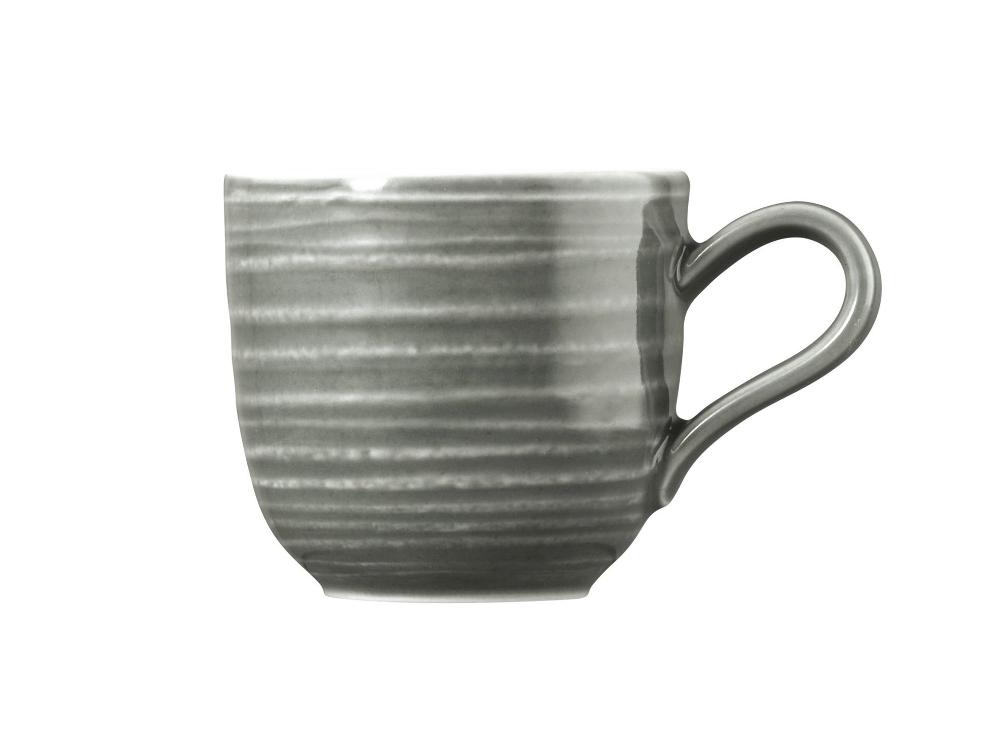 Graue Kaffeetasse aus Keramik.