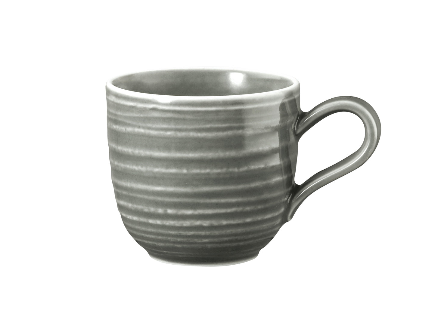 Graue Kaffeetasse aus Keramik.