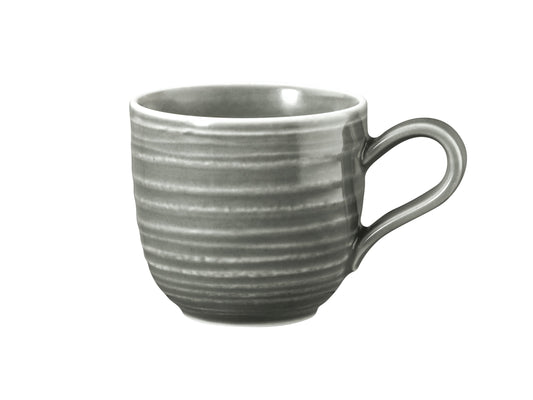Graue Kaffeetasse aus Keramik.