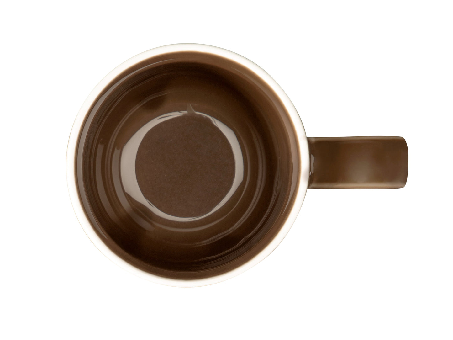 Braune Kaffeetasse aus Keramik.