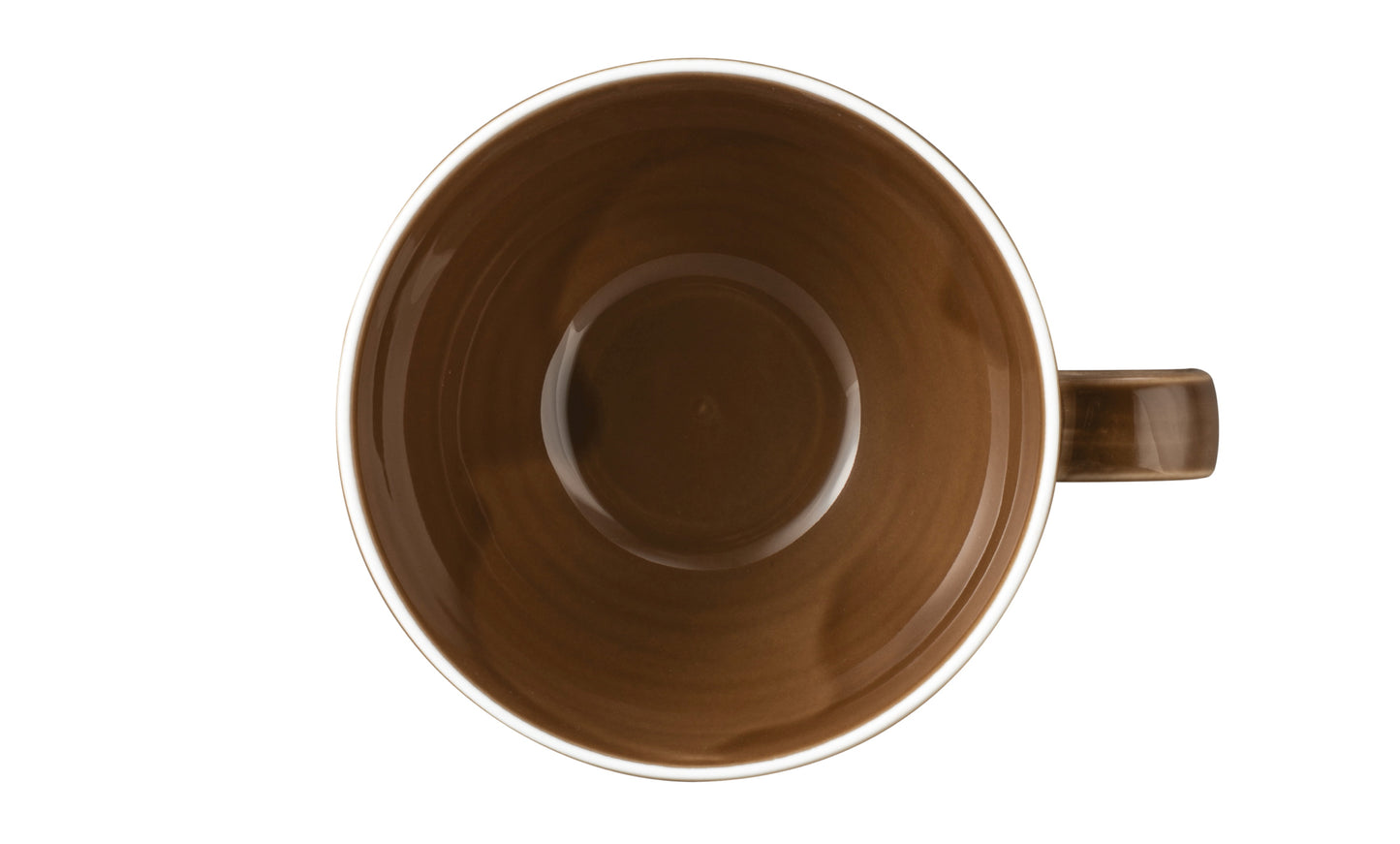 Braune Kaffeetasse aus Keramik.