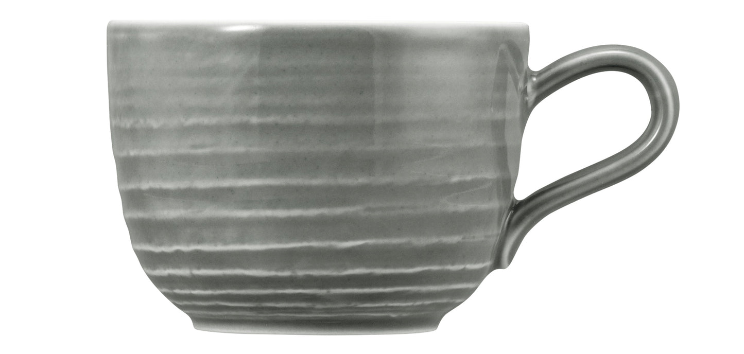 Graue Kaffeetasse aus Keramik.