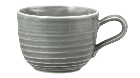 Graue Kaffeetasse aus Keramik.