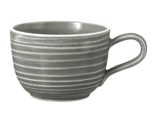 Graue Kaffeetasse mit Rillenstruktur