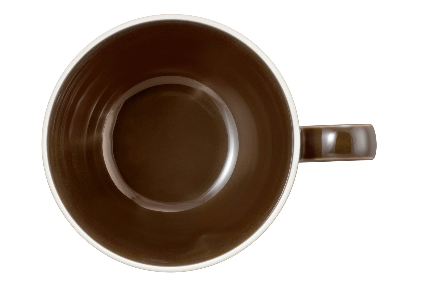 Braune Tasse aus Keramik, leer.