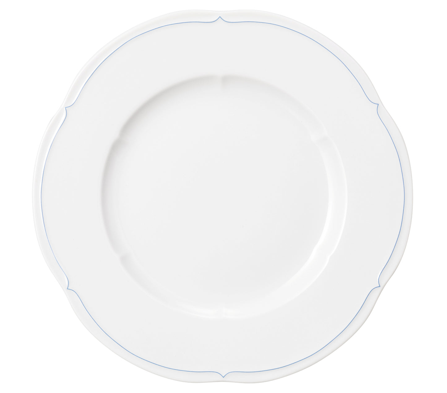 Weißer Porzellanteller mit Zierlinie