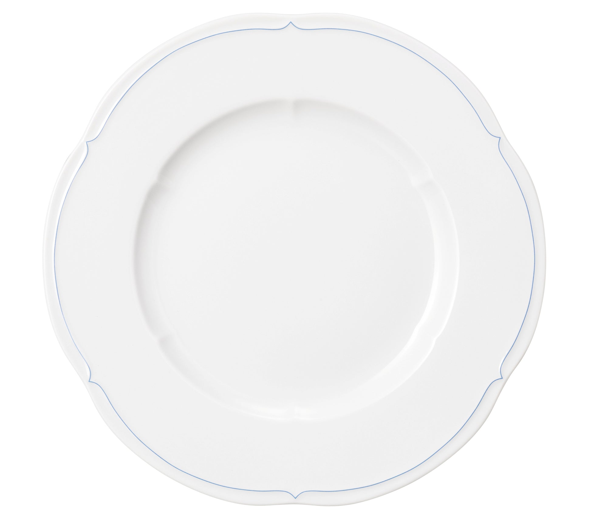 Weißer Porzellanteller mit Zierlinie