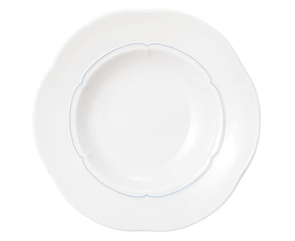Weiße Porzellanschale mit blauem Rand