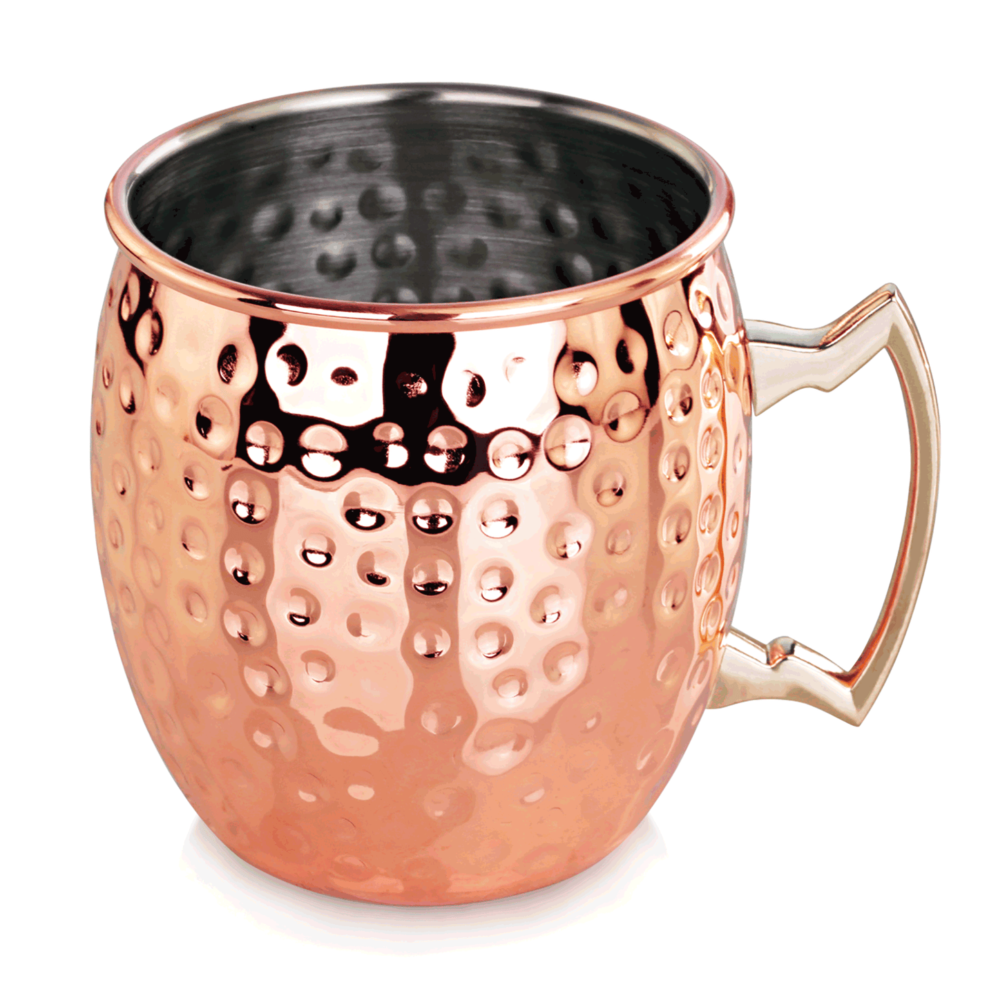 Kupferbecher mit gehämmertem Design.
